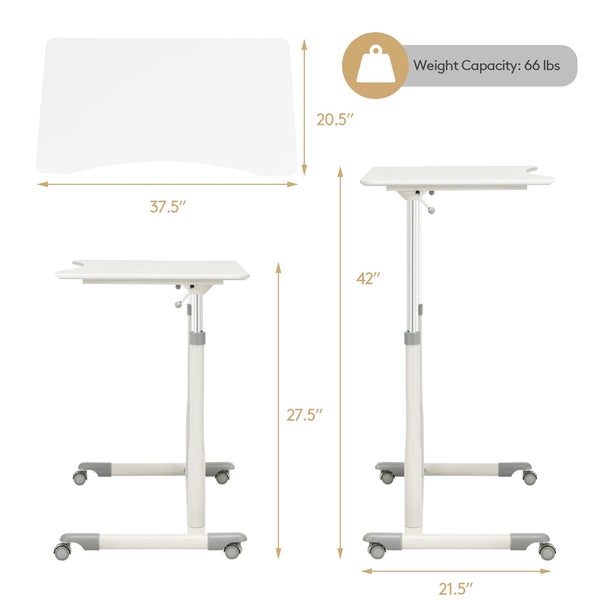 Height-adjustable computer desk, sit-stand rolling table