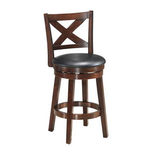 Swivel counter-height bar stool with padded X-shaped seat and PVC cushion - 24"