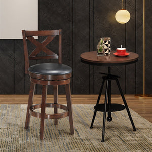 Swivel counter-height bar stool with padded X-shaped seat and PVC cushion - 24"