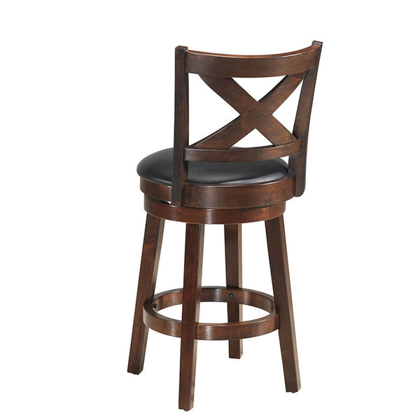 Swivel counter-height bar stool with padded X-shaped seat and PVC cushion - 24"