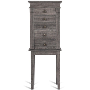 Standing jewelry armoire storage organizer with wooden legs