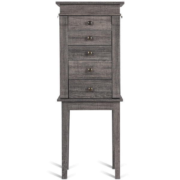 Standing jewelry armoire storage organizer with wooden legs