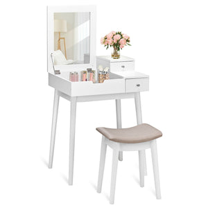 Vanity dressing table set with mirror, stool, and office furniture