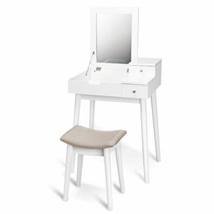 Vanity dressing table set with mirror, stool, and office furniture