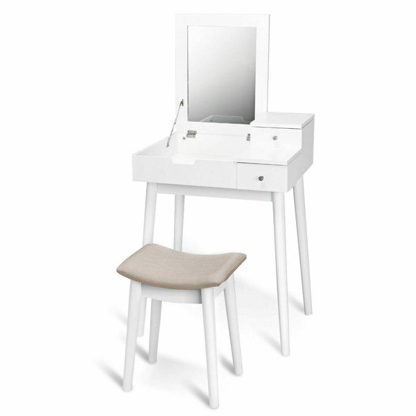 Vanity dressing table set with mirror, stool, and office furniture