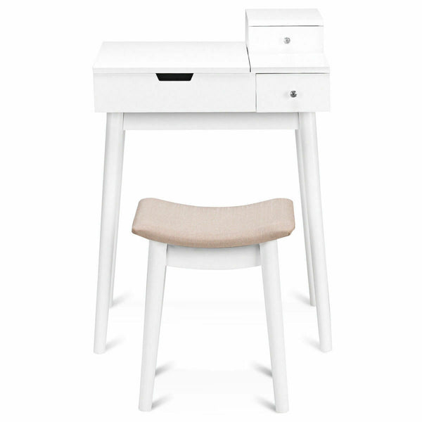 Vanity dressing table set with mirror, stool, and office furniture