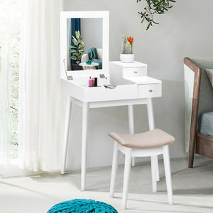 Vanity dressing table set with mirror, stool, and office furniture