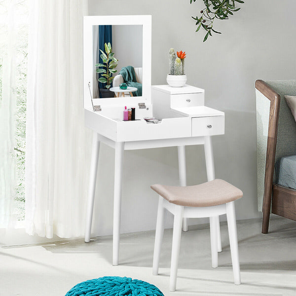 Vanity dressing table set with mirror, stool, and office furniture