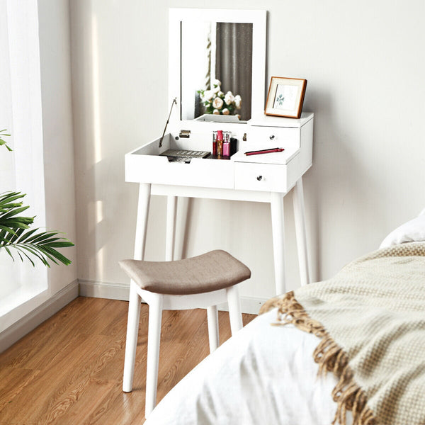 Vanity dressing table set with mirror, stool, and office furniture