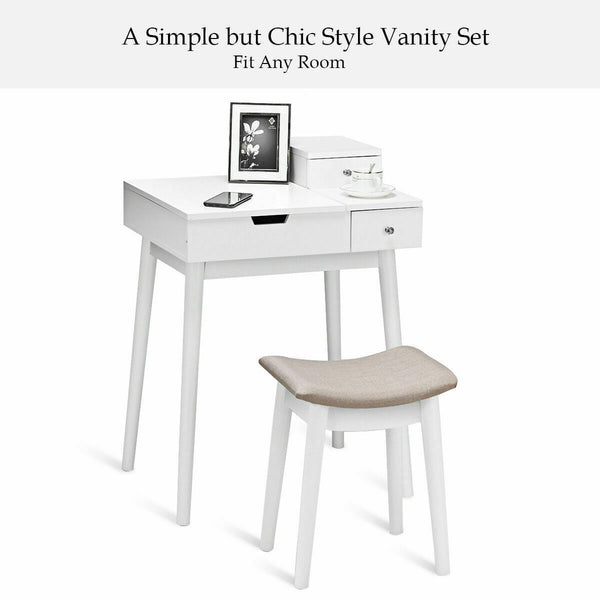 Vanity dressing table set with mirror, stool, and office furniture