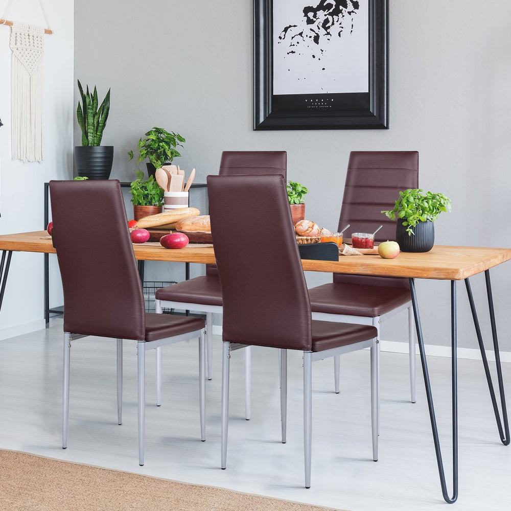 4 elegant design PVC leather dining chairs - cafe