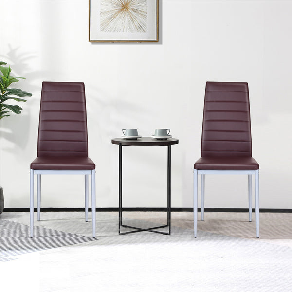 4 elegant design PVC leather dining chairs - cafe