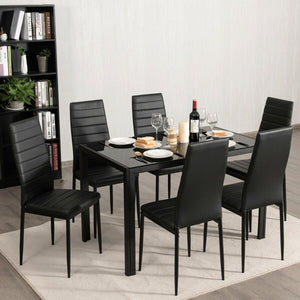 Set of 6 high-back dining chairs