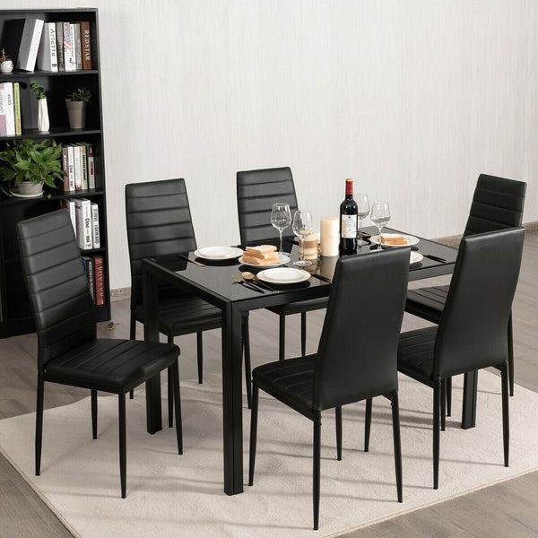 Set of 6 high-back dining chairs