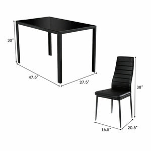 5-piece dining set with metal frame and glass top