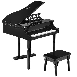 30-Key Musical Instrument Mini Grand Piano with Bench - Black