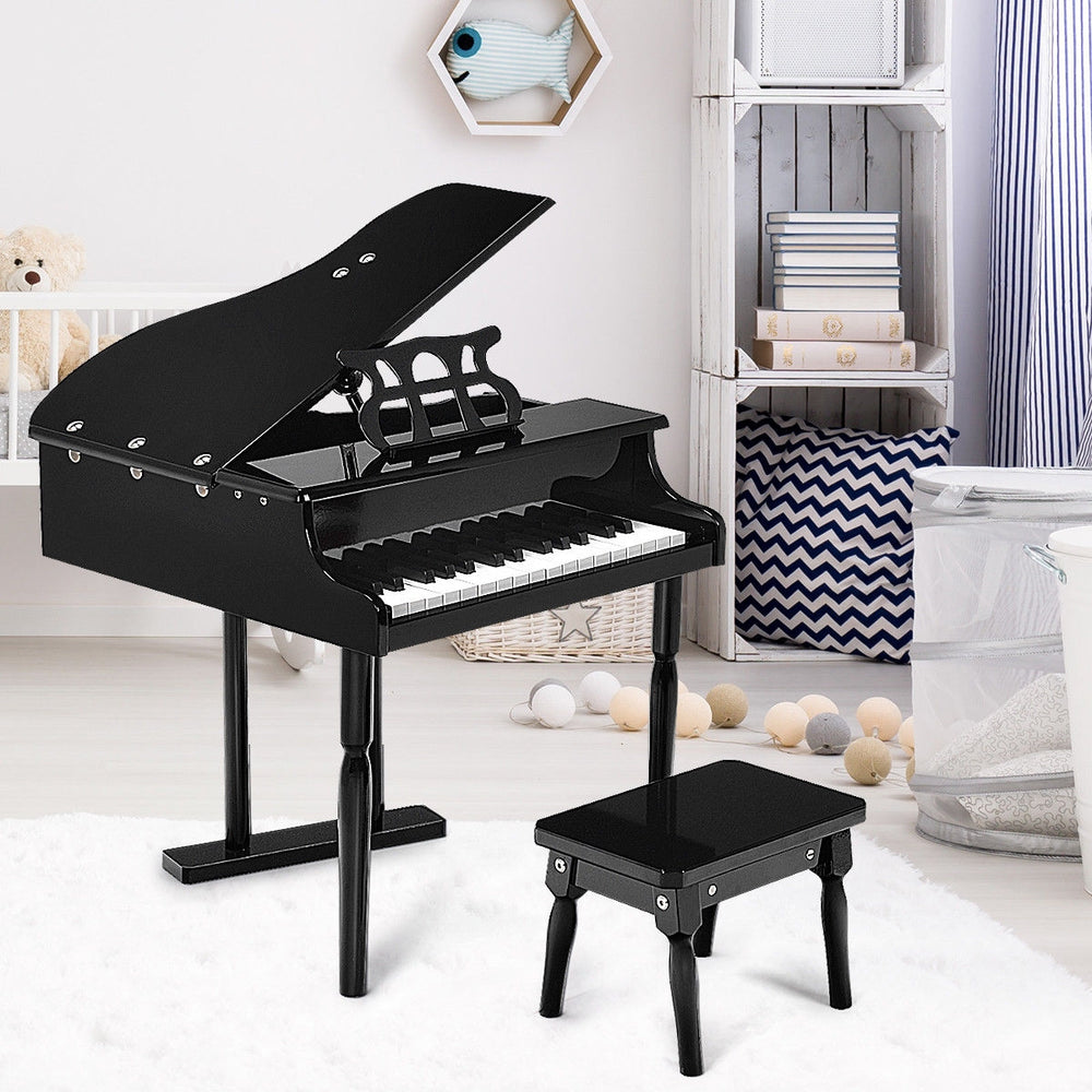 30-Key Musical Instrument Mini Grand Piano with Bench - Black