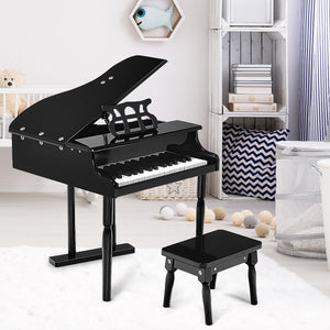 30-Key Musical Instrument Mini Grand Piano with Bench - Black