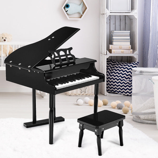 30-Key Musical Instrument Mini Grand Piano with Bench - Black