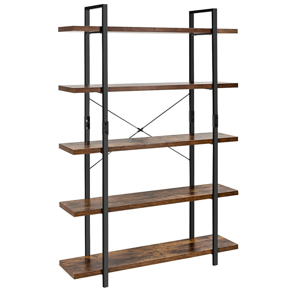 5-Tier Industrial Shelving Unit with Storage Rack and Display Stand - Brown