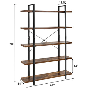 5-Tier Industrial Shelving Unit with Storage Rack and Display Stand - Brown