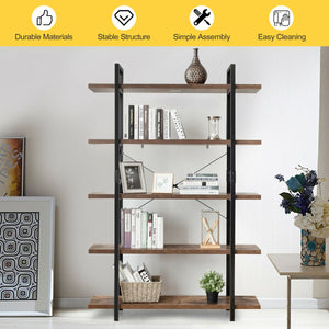 5-Tier Industrial Shelving Unit with Storage Rack and Display Stand - Brown