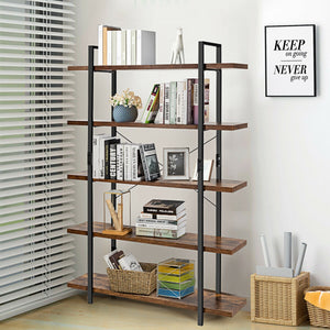 5-Tier Industrial Shelving Unit with Storage Rack and Display Stand - Brown