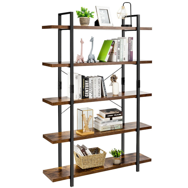 5-Tier Industrial Shelving Unit with Storage Rack and Display Stand - Brown