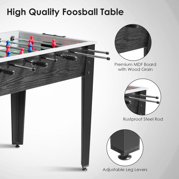 48-inch Competition Size Wooden Foosball Table for Home Use - Black