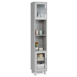71-inch tall bathroom storage cabinet tower and organizer display shelves for bedroom-brown