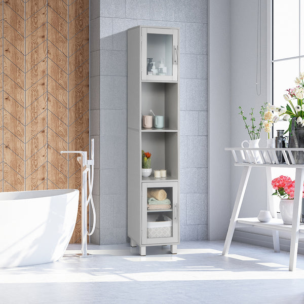 71-inch tall bathroom storage cabinet tower and organizer display shelves for bedroom-brown