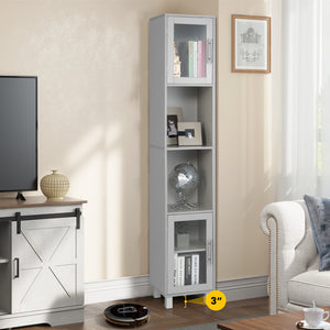71-inch tall bathroom storage cabinet tower and organizer display shelves for bedroom-brown