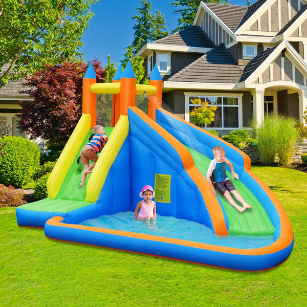 Mighty Bounce House inflatable horse rider with water slide (fan-free)