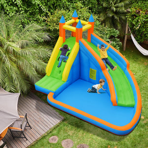 Mighty Bounce House inflatable horse rider with water slide (fan-free)