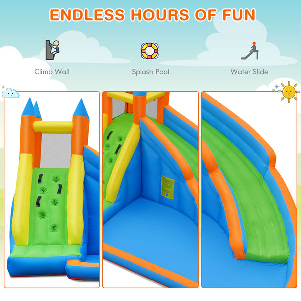 Mighty Bounce House inflatable horse rider with water slide (fan-free)