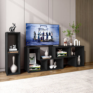 Support TV réglable en 3 pièces pour téléviseurs jusqu'à 65 pouces avec étagères