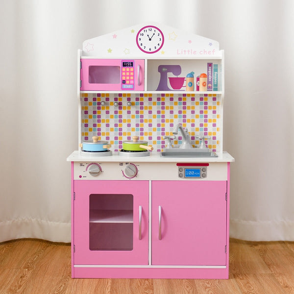 Wooden Play Kitchen Set for Children, Kitchenware Set, Play Kitchen Toys for Toddlers, Gift - Pink