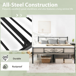 Metal bed frame for twin/full/queen size bed with headboard and footboard - Queen size