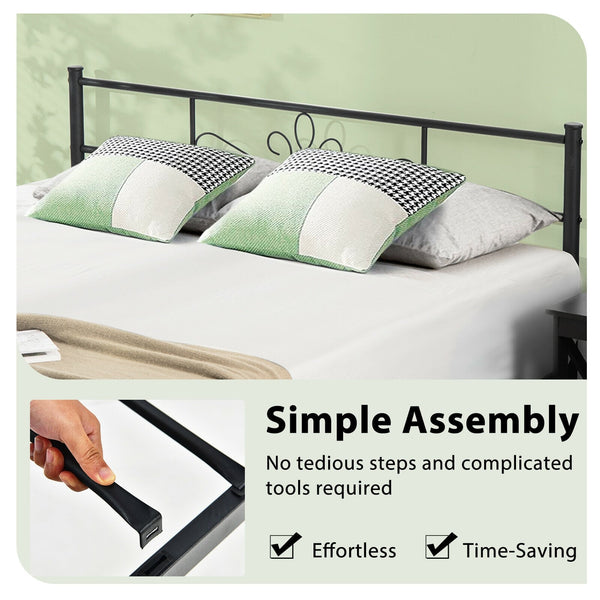 Metal bed frame for twin/full/queen size bed with headboard and footboard - Queen size