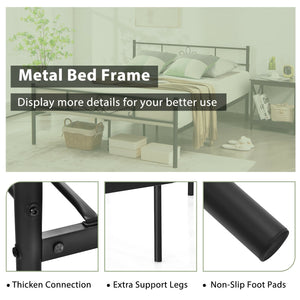 Metal bed frame for twin/full/queen size bed with headboard and footboard - Queen size