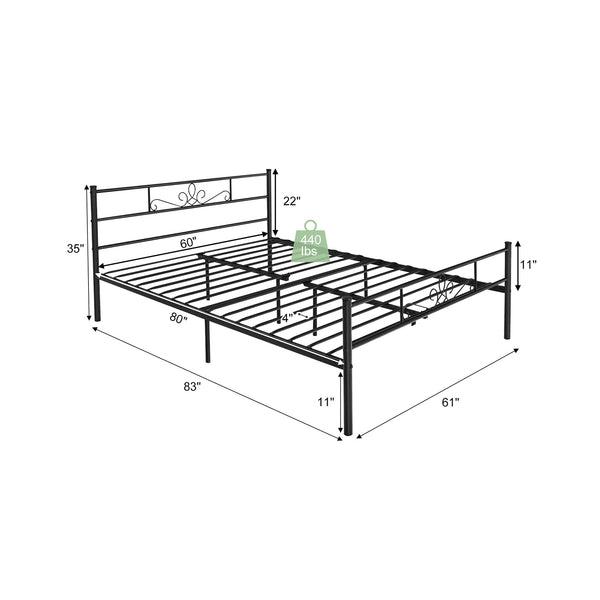 Metal bed frame for twin/full/queen size bed with headboard and footboard - Queen size