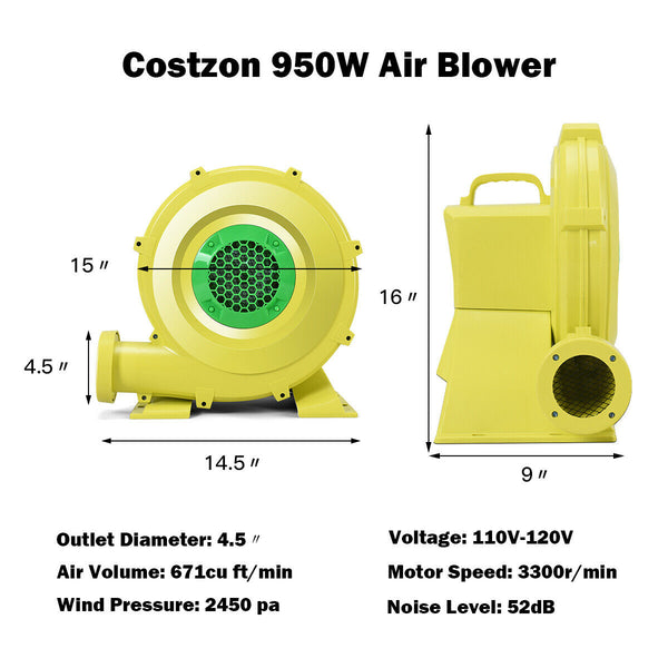 950W 1.25HP Air Pump Fan for Inflatable Bouncy House