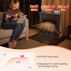 Cheminée électrique avec support TV 1400 W et télécommande - Blanc