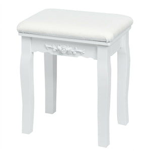10-Dimmable Light Vanity Table Set with Lighted Mirror and Cushioned Stool - White