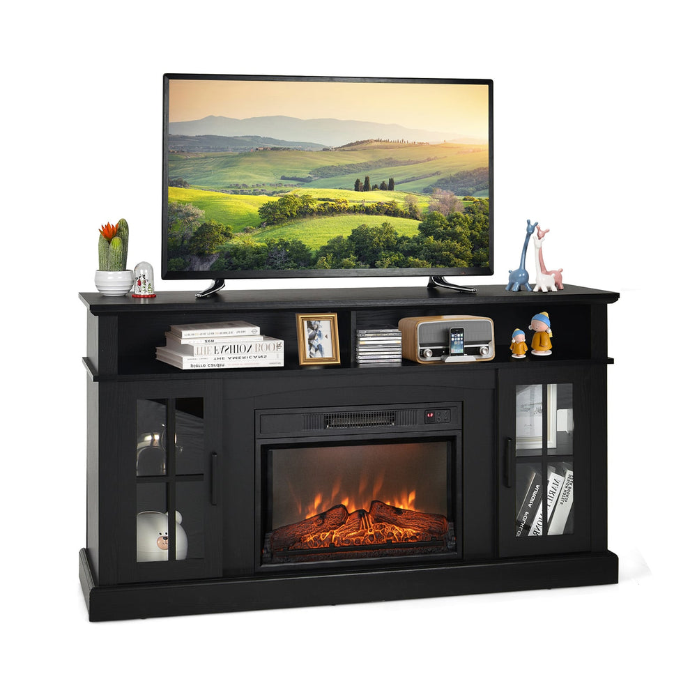 Meuble TV avec cheminée électrique 1400 W - Noir