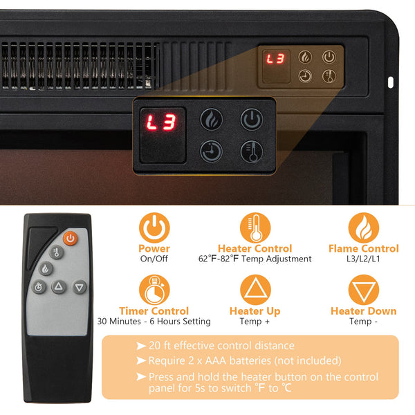 Meuble TV avec cheminée électrique 1400 W - Noir