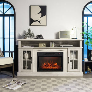 Meuble TV avec cheminée électrique 1400 W - Noir
