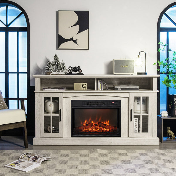 Meuble TV avec cheminée électrique 1400 W - Noir
