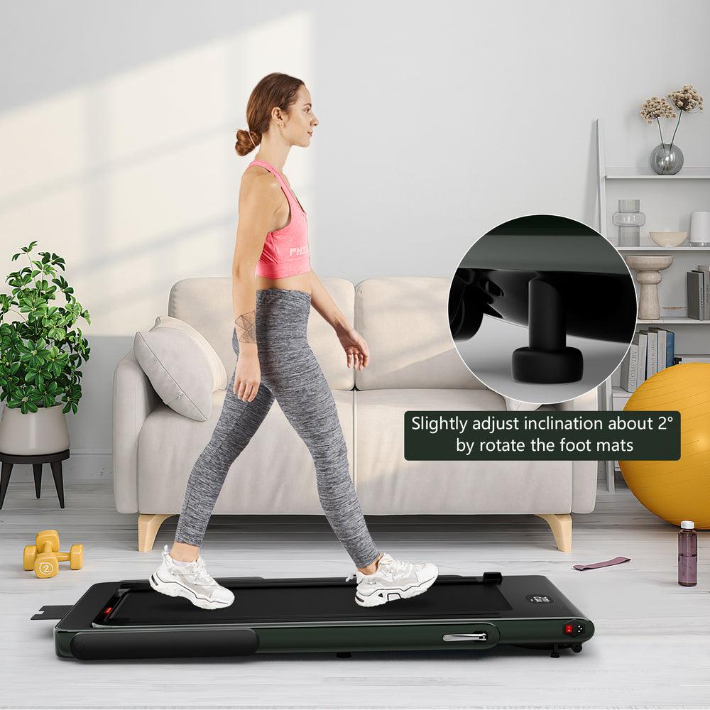 2-in-1 Folding Treadmill with Bluetooth Speaker Remote Control - Green