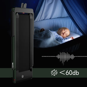 2-in-1 Folding Treadmill with Bluetooth Speaker Remote Control - Green